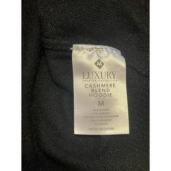 Women's Rib Trim Luxe Cashmere Blend Knit Hoodie M Members Mark Soft Lightweight - Picture 5 of 5